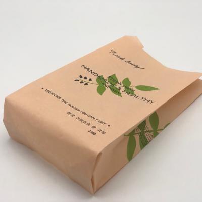 China Recyclable Wholesale Custom Printed Greaseproof French Sharp V Brown Bottom Flat Paper Baguette Loaf Bread Packaging Bags With Window for sale