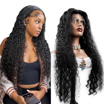 China Water Wave Full Lace Front Wigs Bleach Knot 13X4 Lace Front Brazilian Hair Glueless Water Wave Wig With Baby Hair for sale