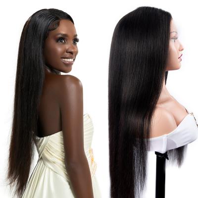 China Ouri Hair 180% Density Straight Unprocessed Real Long Human Hair Lace Front Human Hair Wigs Pre Plucked Straight 13x4 Lace Front for sale