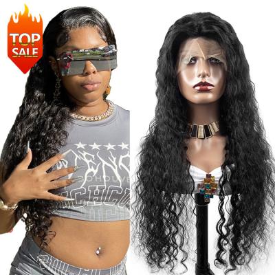 China OURI Hair 40 Inch Brazilian Water Wave Wig 13x6 Virgin Hair Lace Front Wig Transparent Lace Wig For Black Women for sale