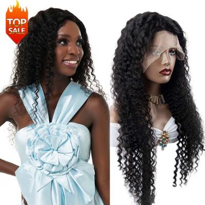 China Wholesale 30 Inch HD Deep Wave Lace Frontal Wig 180% Density Pre Plucked Deep Curly Brazilian Hair 13x4 Wig for sale