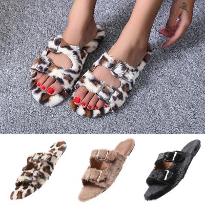 China Durable women's furry slippers plush slippers cute belt kawaii warm non-slip buckle slippers for leisure cork fingerless walking s fashion for sale