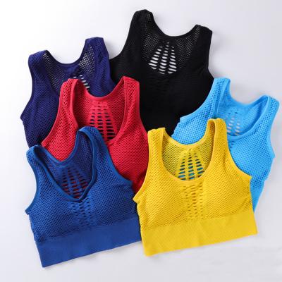 China Mesh Support Cross Back Wirefree Sustainable Women's Medium Removable Cups Sports Bra Tops Freedom Seamless Yoga Sports Running Bras for sale