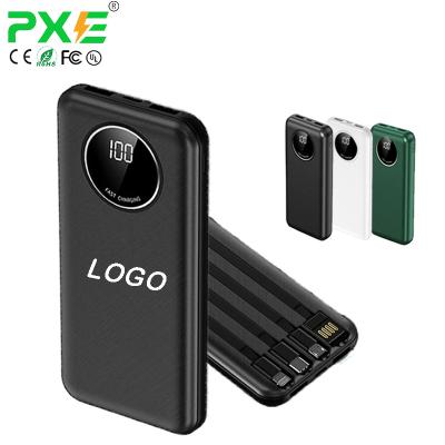 China Fast portable ultra small slim power bank 4 in1 support PXE charging charger / custom 4 in1 built in cables power bank for sale