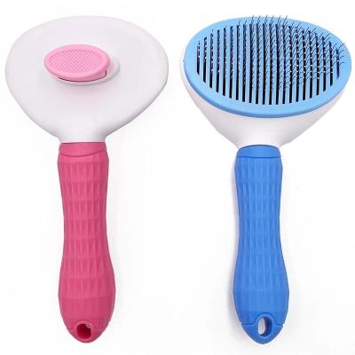 China Sustainable Pet Hair Grooming Brush One Button Click Comb Removes Loose Hair For Pets Dogs Cats for sale