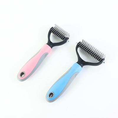 China Sustainable Pet Grooming Tool Double Sided Throwing Brush Rake Comb For Dogs And Cats for sale