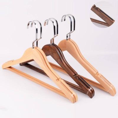 China Behind Doors/On Walls Low MOQ LOGO Non-slip Price Customized Factory Wholesale Good Customized Wooden Hangers for sale