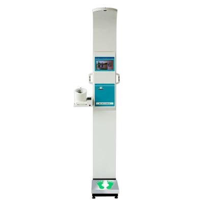 China Multifunction Ultrasonic Health Checking Kiosk Human Height Weight BMI Balance Scale Body Fat Analyzer for sale