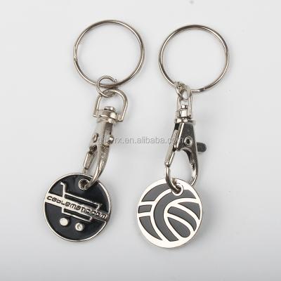 China Europe Metal Euro Trolley Shopping Coins With Hook Key Chain for sale