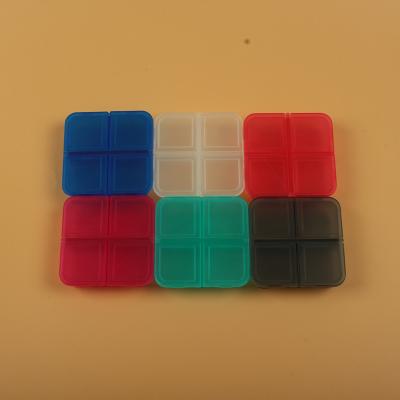 China Custom Square Health Care Products BSCI Food Graduate Plastic 4 Compartment Pill Holder for sale