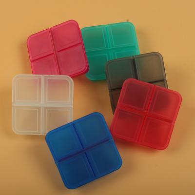 China Custom Square Plastic Healthcare Products BSCI 4 Compartment Pill Box Case for sale