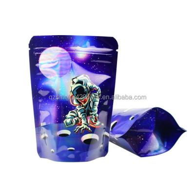 China Disposable Drop Shipping 3.5 Gram Glossy Foil Packaging Resealable Custom Design Holographic Bolsas Mylar Ziplock Bags for sale