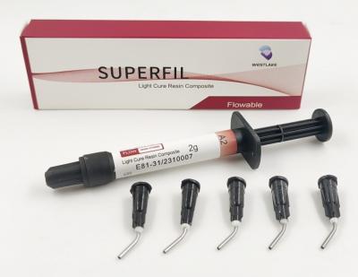 Cina Materiale di riempimento dentale Superfil Nano ibrido fluviabile Light curing composite resina in vendita