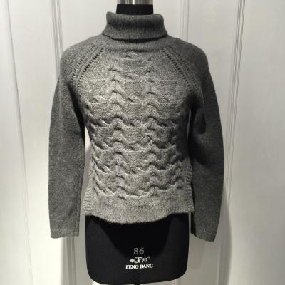 China Ladies Cable Knitted Wool Loose Knit Sweater , Long Sleeve Turtle Neck Sweater Pullover for sale