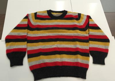 China Colors Stripe Softness Pullover Knitted Sweaters For Kids Long Sleeve Crew Neck 100% Cashmere for sale