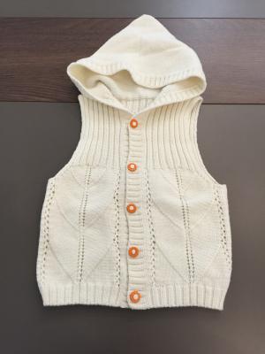 China Baby Sleeveless Vest Cardigan Hood Sweater , Cotton Heavy Gauge Kids White Vest for sale