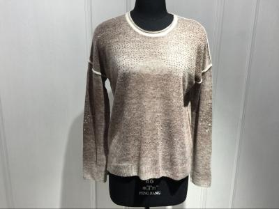 China Long Sleeve Round Neck Ladies Cashmere Sweaters With Computer Plain Knitted And Beading Decoration for sale