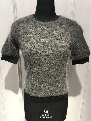 China Women Slim Mohair Loose Knit Sweater With Elastic Strap At Bottom And Cuff OEM / ODM for sale