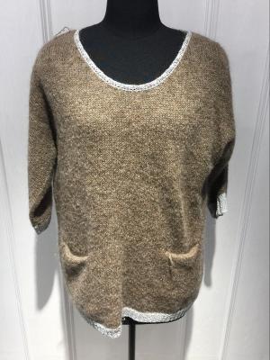 China Plush Handfeel Ladies Loose Knit Sweater Pullover With Wool Nylon Alpaca Material for sale