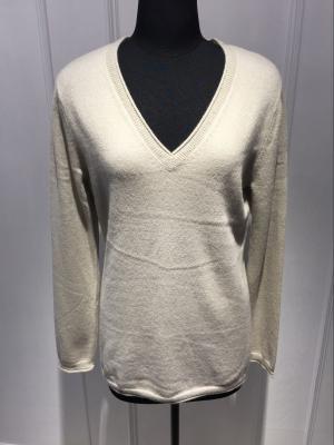 China V Neck Ladies Cashmere Sweaters Pullover With Long Sleeve 12gg Computer Knit for sale