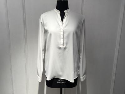 China White Elegant Long Sleeve Loose Ladies Tops Blouses for Office / Home / Party for sale