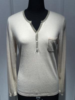 China Computer plant knitted Long Sleeve Ladies Pullover Sweaters With Pockets and Lurex for sale