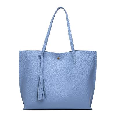 China Portable Women Fashion Soft Handbag Large Capacity Tassel Tote Bag for sale