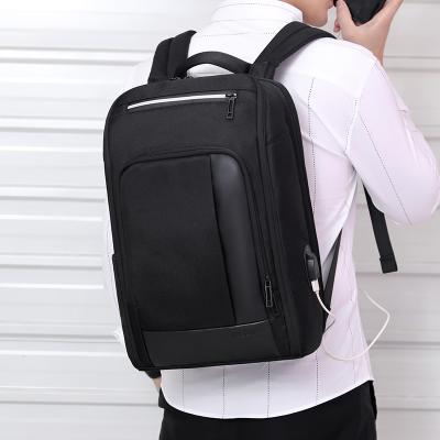 China With USB High Quality Simple Lightweight Men's Rucksack Computer Backpack Nylon Waterproof Reflective Black for sale