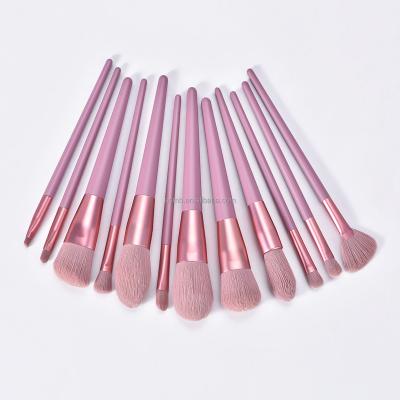 China Angular Blush Professional 12 PCS Makeup Brushes Private Label Champagne Gold Eyeshadow Foundation Pink Makeup Brush for sale