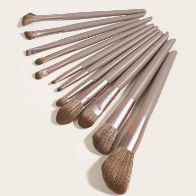 China Angular Blush Professional 12 Pcs Vegan Cruelty Soft Hair Wooden Handle Makeup Brush Set Cosmetic Makeup Brushes for sale