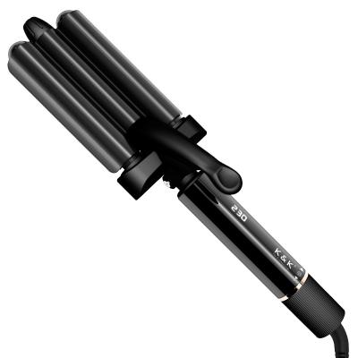 China Custom 3 Barrel Iron 3 Barrel Curling Iron Private Label Triple Rollers Deep Wave Hair Curler 22mm Professional Ceramic Wand for sale