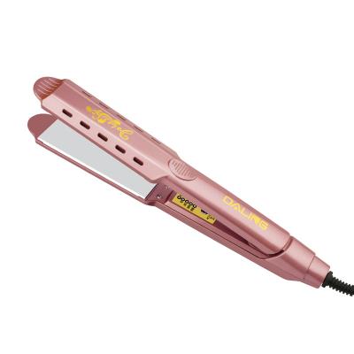 China Hotel Hair Curler Electric Hair Straightener Brush Professional Flat Iron 2020 Products 2 in 1 LED Travel Customized Logo Ceramic Clip for sale