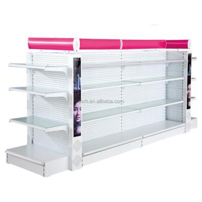 China RH-HSXH01 1000*500*1500mm metal cosmetic shelf high quality double-sided supermarket double-sided shelf for sale