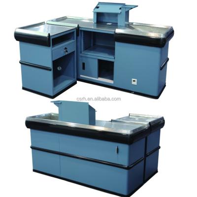 China RH-CR124 high quality cold rolled steel supermarket checkout shop counter cashier desk design for sale for sale