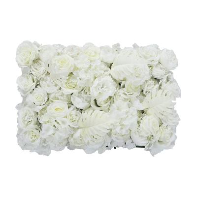 China White Decorative Indoor Colorful Artificial Silk Fabric Backdrop Ceiling Panel Faux Flower Wall For Event Decoration for sale