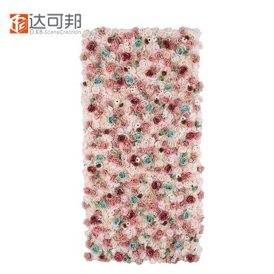 China Natural touch rose wedding decoration party restaurant wedding wall flower decoration grass artificial flower wall for sale