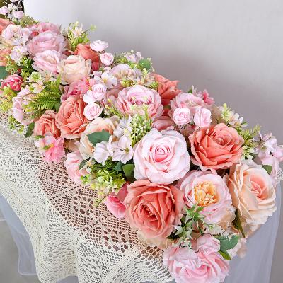 China Beautiful colorful artificial silk flowers table centerpiece decor desk flowers around stand bouquet wedding decoration for sale