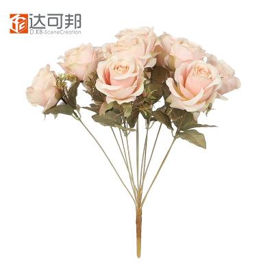 China Wedding Occasion Best Quality Customized Colors 11 Heads Artificial Silk Rose Flowers For Wedding Decoration for sale