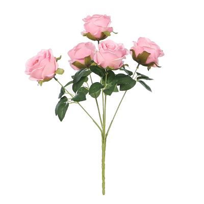 China Wedding Party Hotel Decoration Artificial Flower Bouquet Home Bride Holding Wedding Flower Bouquet PE Rose Bouquet for sale