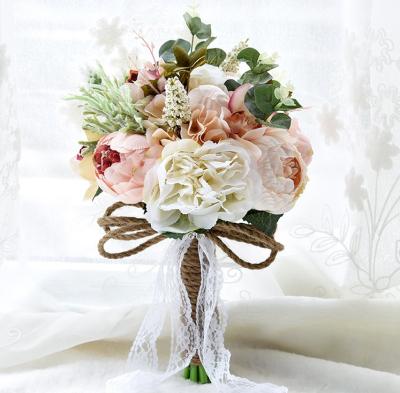 China Wedding Decoration DKB-168103 Wedding Supplies Wholesale Bridal Bridesmaid Holding Artificial Flower Wedding Silk Bouquet for sale