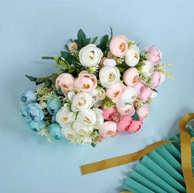 China Touch Natural Rose Artificial Flowers Bouquet Decorative Silk Flowers for Wholesale Artificial Flower Wedding Home Decor for sale