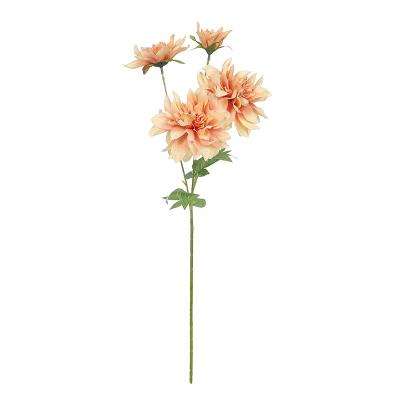 China 4 Heads Artificial Handcrafted Silk Dahlias Silk Dahlias for Home Wedding Decoration for sale