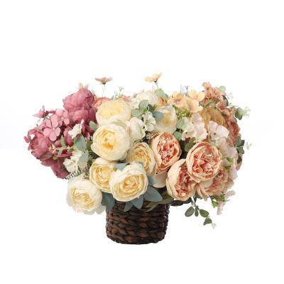 China Wholesale Fashional Artificial Flowers Simulation Peonies Artificial Silk Flower Peony Bouquet Flowers For Wedding Party Home Decorations for sale