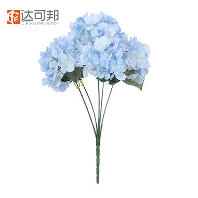 China 5 Main High Quality Artificial Flowers Hand Made One Stem Hydrangea For Festival Home Wedding Decoration for sale