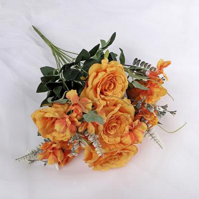 China Cheap Customized Beautiful Size Price Cheap Silk Rose Flower Bouquet For Wedding Decoration for sale