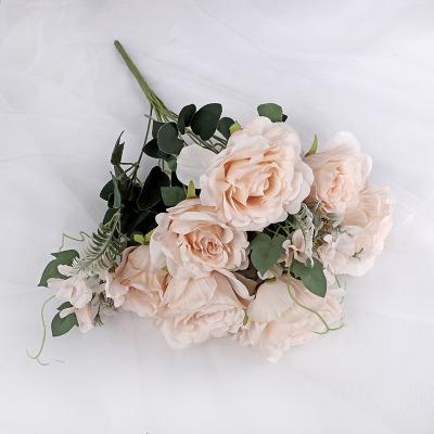 China Beautiful hot sale high quality simulation colorful silk rose flowers for wedding reception for sale