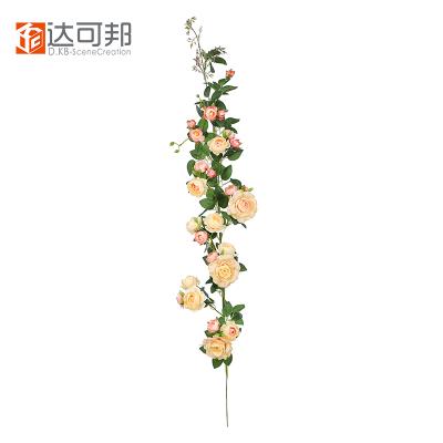 China Wedding Table Decoration Home Vines Flower Faux Silver Dollar Greenery Leaves Vines White Rose Flower Wedding Backdrop Arch Wall Decor Artificial Eucalyptus G for sale