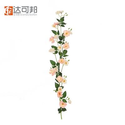 China Wedding Home Decoration 130cm Yellow Rose Vine Artificial Rose Vine Table Flower Plants Flower Vine For Wedding Party Home Garden Craft for sale