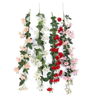 China Wholesale Custom Made Rose Vine Color Home Decoration Flower Artificial Silk Flower Group Hand Made Artificial Flower for sale