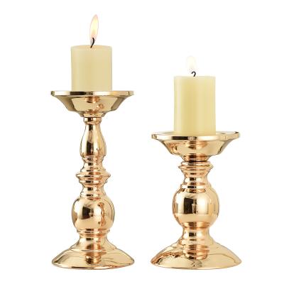 China Home Decoration White Antique Wood Pillar Stand Candlestick Candle Holder for sale